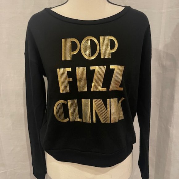 Leith Sweaters - Leith Sweater Gold Text Pop Fizz Clink Size XS